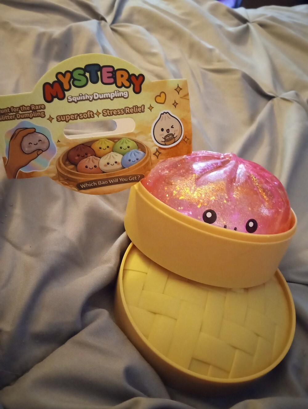 PINK GLITTER RARE SQUISHY DUMPLING STRESS RELIEF